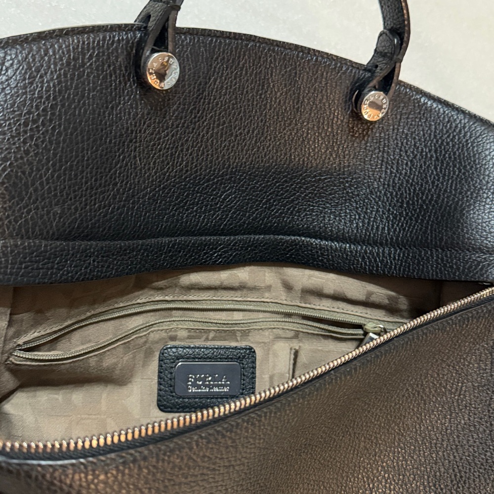 Furla Piper Dome Black Leather Shoulder Bag Top Handle - Picture 10 of 12